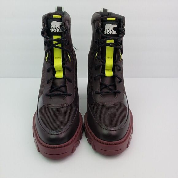 Sorel Brex Womens Size 10.5 Maroon Red Leather Lace Up Heeled Waterproof Boots - Picture 5 of 13